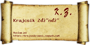 Krajcsik Zénó névjegykártya